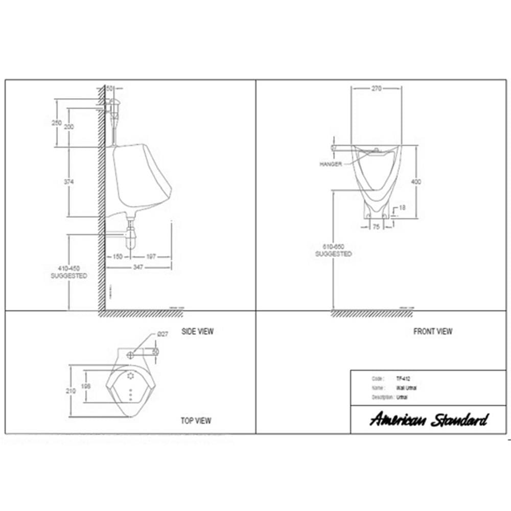 โถปัสสาวะชาย AMERICAN STANDARD TF-412 สีขาว