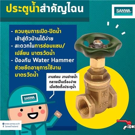 ประตูน้ำทองเหลือง SANWA 3/4 นิ้ว_5