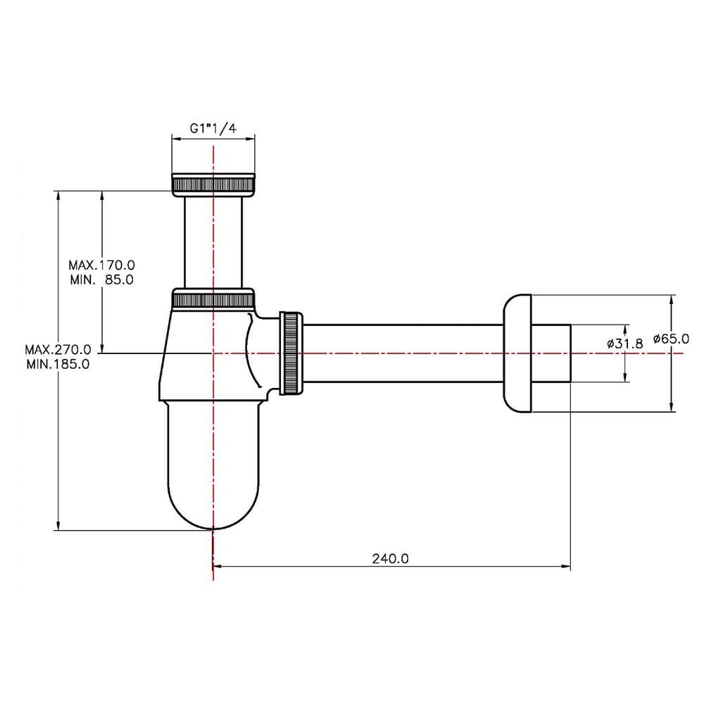 ท่อน้ำทิ้งอ่างล้างหน้ากระปุก HANG BP-02 20 ซม.