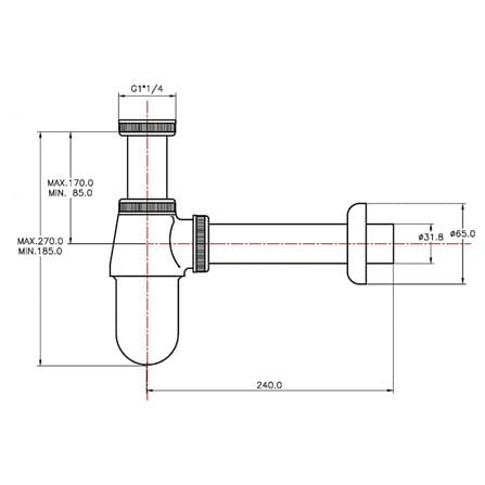 ท่อน้ำทิ้งอ่างล้างหน้ากระปุก HANG BP-02 20 ซม._1