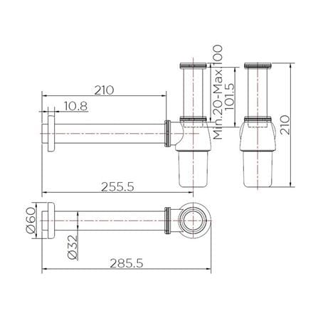 ท่อน้ำทิ้งอ่างล้างหน้ากระปุก KARAT BAT3-50 25 ซม._1