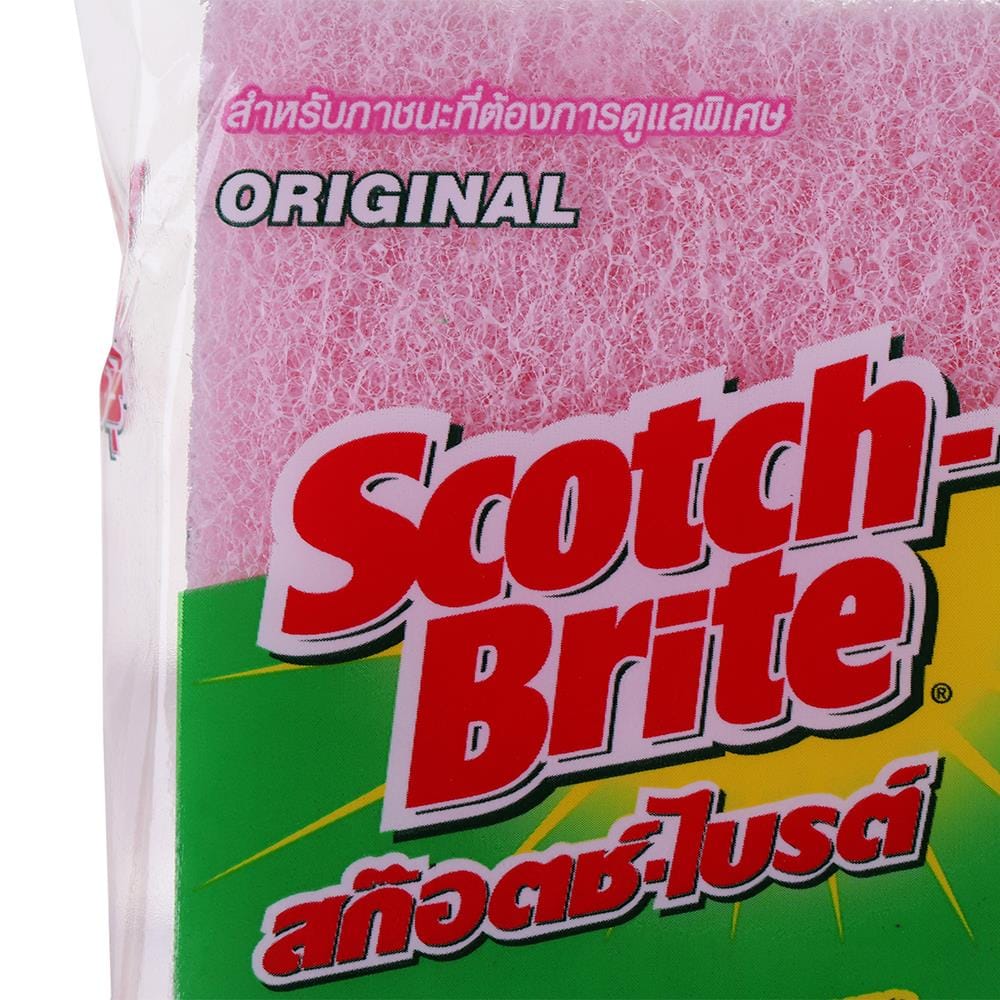ฟองน้ำพร้อมใยขัด SCOTCH-BRITE LIGHT DUTY 3x4นิ้ว สีชมพู