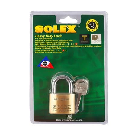 กุญแจลูกปืน SOLEX MACH2 PLUS40 40 มม. สีทองเหลืองขัดเงา_1