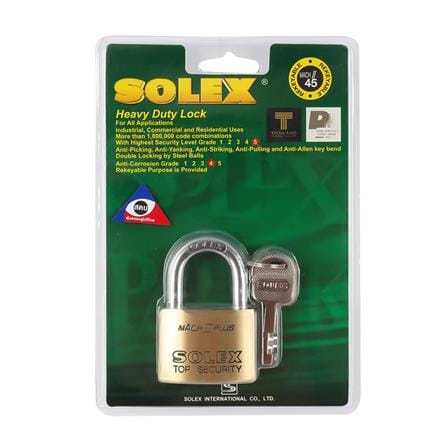 กุญแจลูกปืน SOLEX MACH2 PLUS45 45 มม. สีทองเหลืองขัดเงา_1