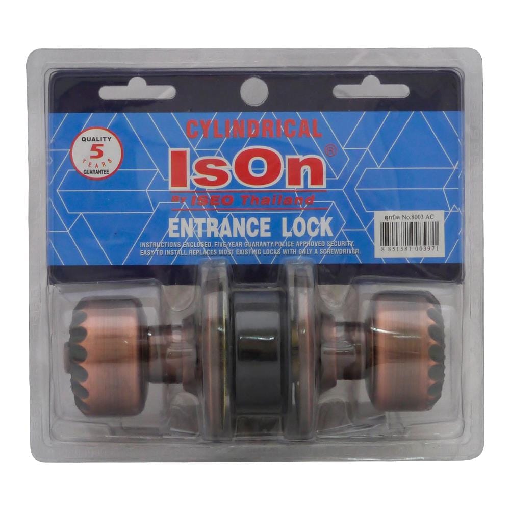 ลูกบิดประตู หัวมะยม ISON 8003 AC สีทองแดงรมดำ