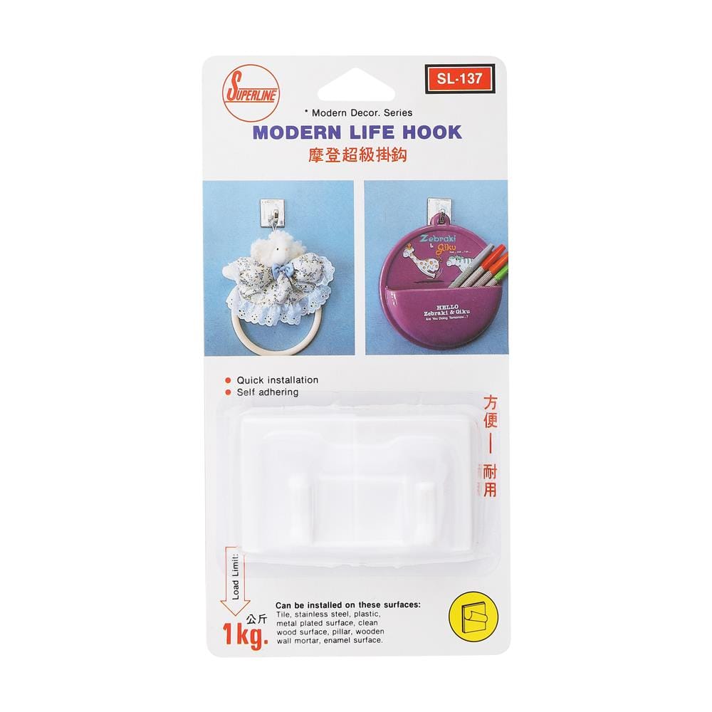 ขอแขวนเหลี่ยมติดเทปกาว SUPERLINE SL137 (1x2)