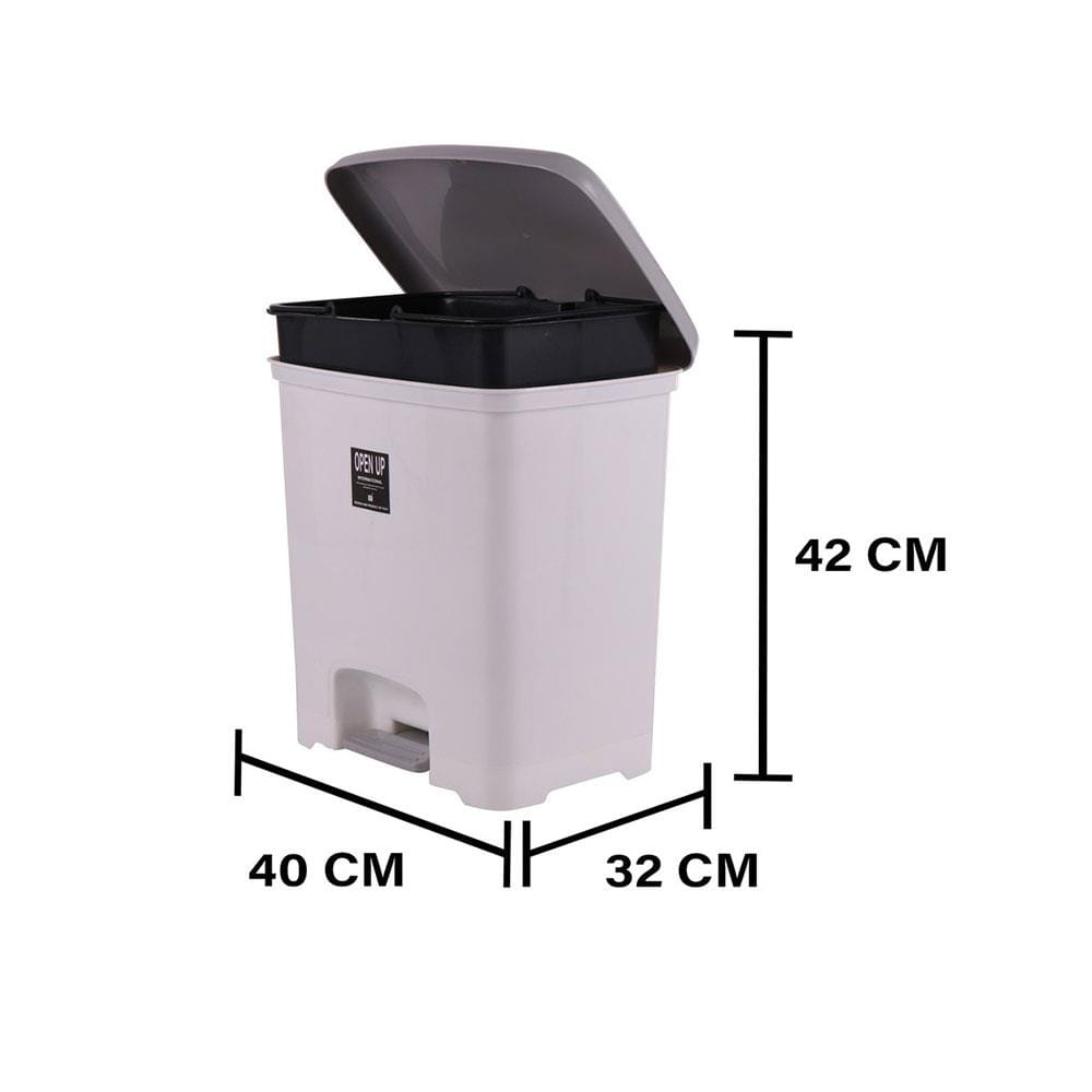 ถังขยะเหยียบเหลี่ยม CHIC ขนาด 30L สีขาว/เทา