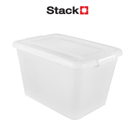 กล่องเก็บของ มีล้อ ฝาล็อก STACKO K1200 110 ลิตร สีขาว