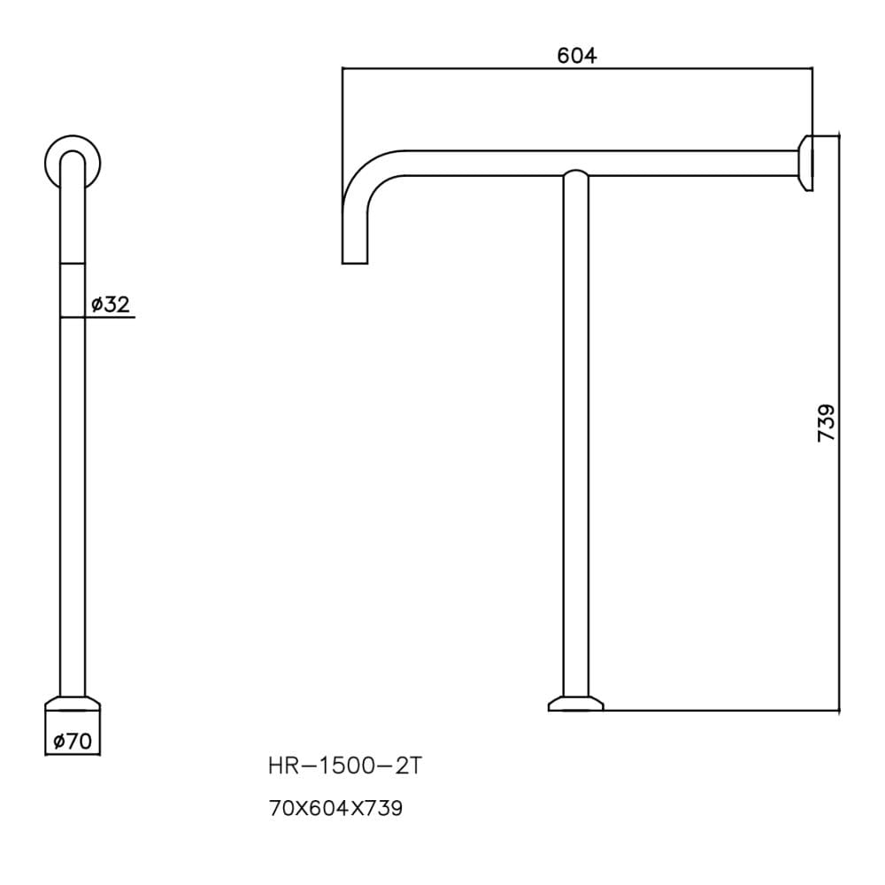 ราวมือจับกันลื่น ตัว T WS HR-1500-2T