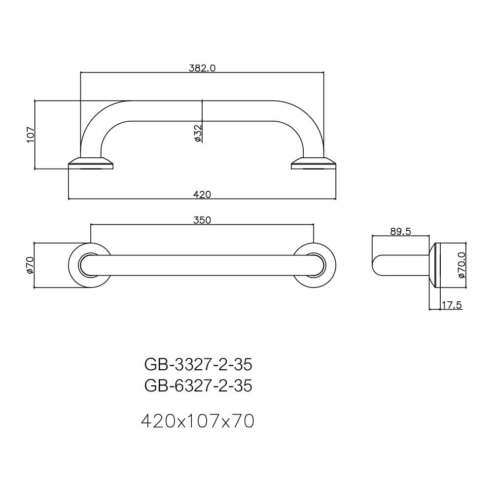 ราวมือจับ แบบตรง WS GB-3327-2-35 35 ซม.