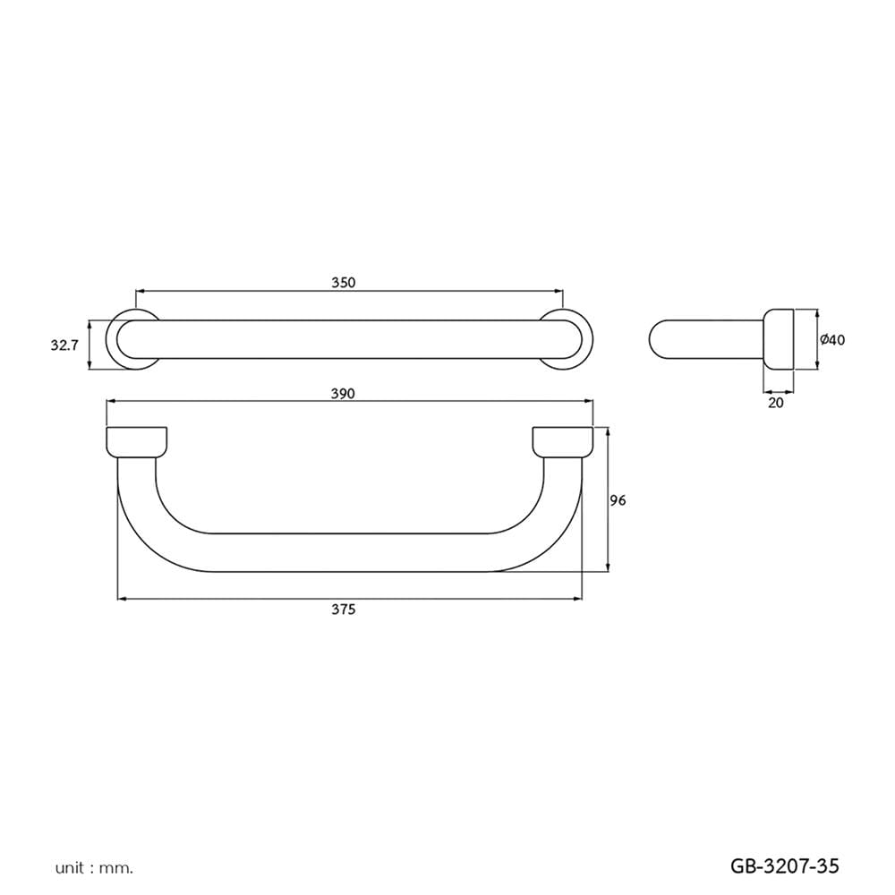 ราวมือจับ แบบตรง WS GB-3207-35 35 ซม.