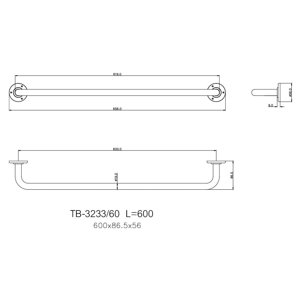 ราวแขวนผ้า TB-3233-60 สเตนเลส