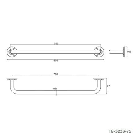 ราวแขวนผ้า WS TB-3233-75 75 ซม. สเตนเลส_1