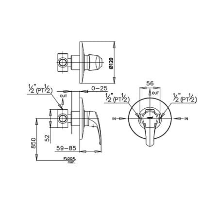 วาล์วฝังกำแพงผสม COTTO CT599A_1