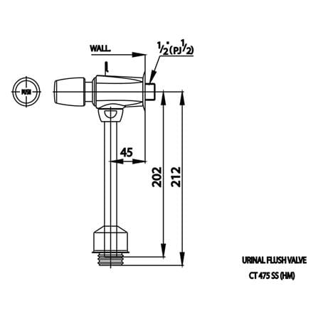 ฟลัชวาล์วโถปัสสาวะชายท่อตรงชนิดกด COTTO CT475(SS)_1