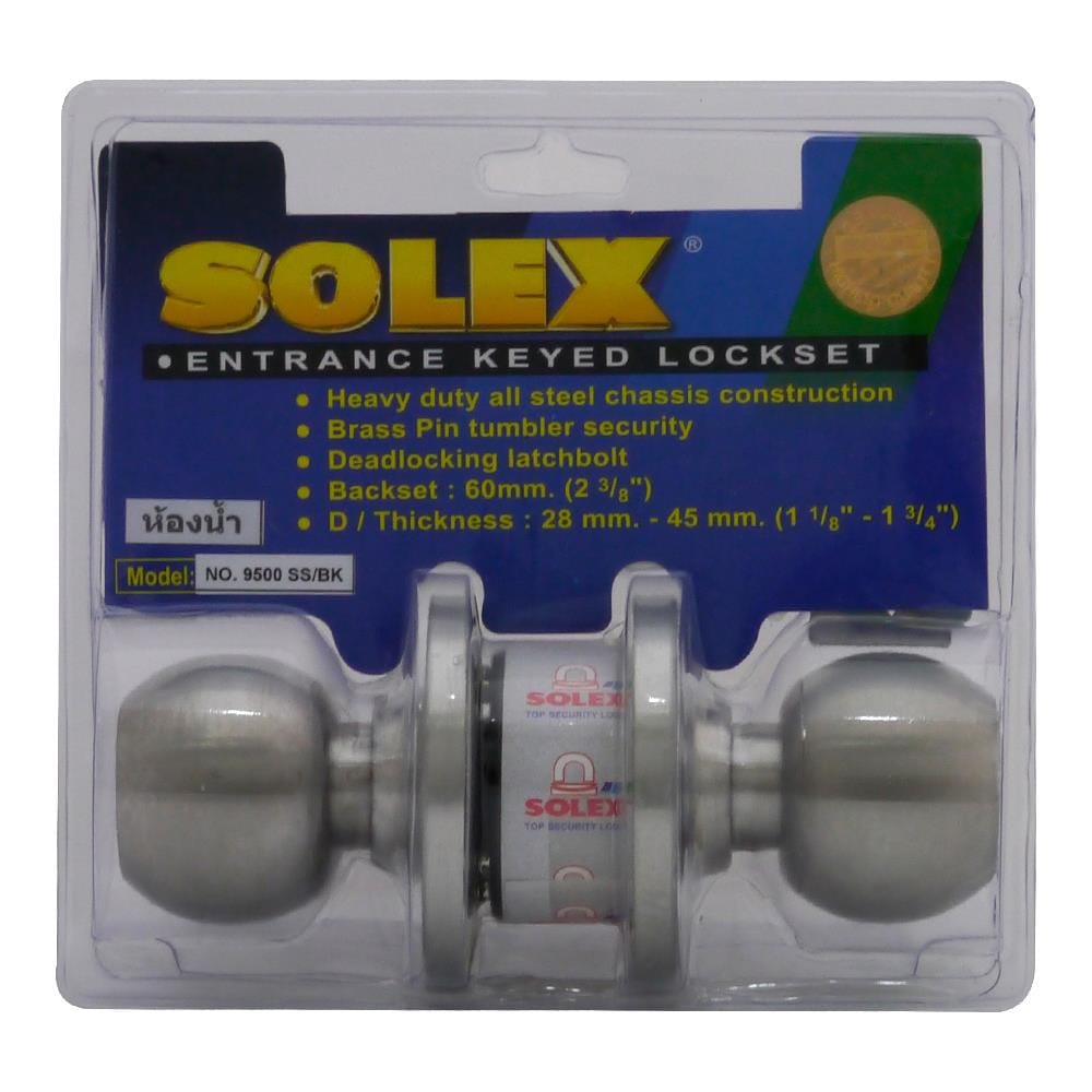 ลูกบิดประตูห้องน้ำ หัวกลม SOLEX 9500 SS-BK หัวกลม สีสเตนเลส