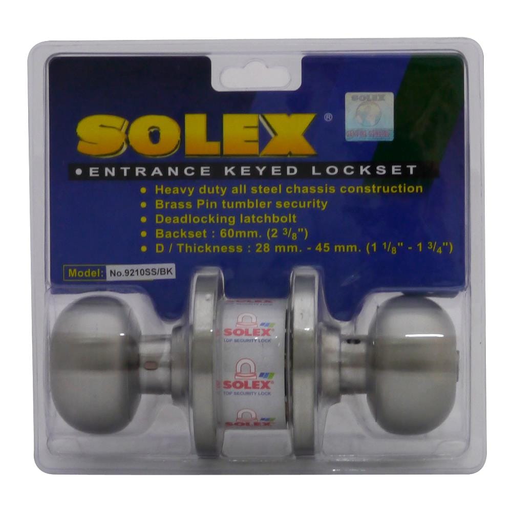 ลูกบิดประตูห้องน้ำ หัวจัน SOLEX 9210 SS-BK  สีสเตนเลส