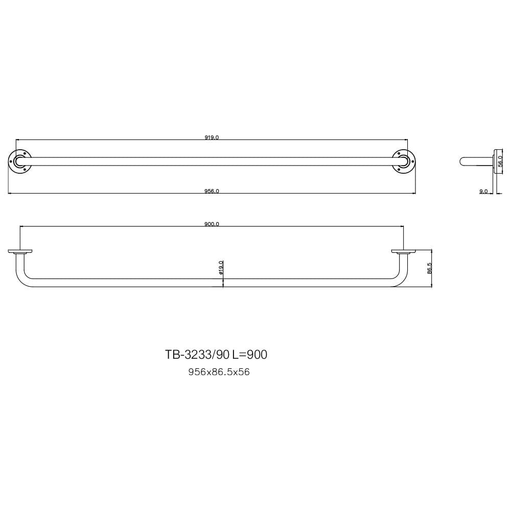 ราวแขวนผ้า 90 ซม. WS TB-3233-90 สเตนเลส