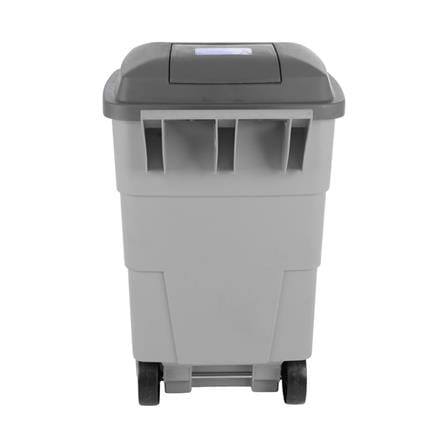 ถังขยะเหลี่ยม ฝาเปิด-ปิด มีล้อ FLOWERWARE 120 ลิตร สีเทา_4