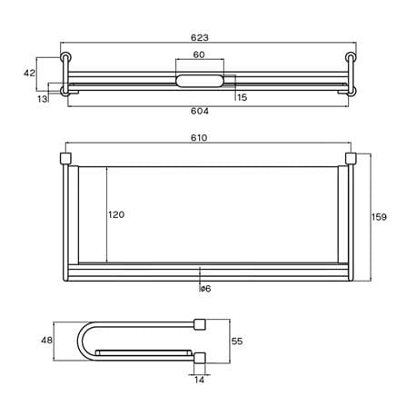 หิ้งกระจก WS 7003 สเตนเลส_1