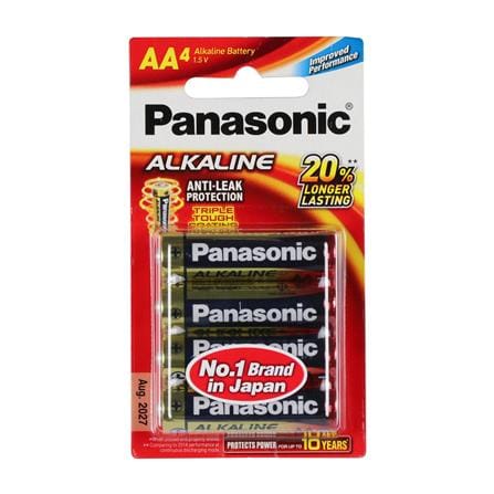 ถ่านอัลคาไลน์ PANASONIC AA LR6T แพ็ก 4 ก้อน