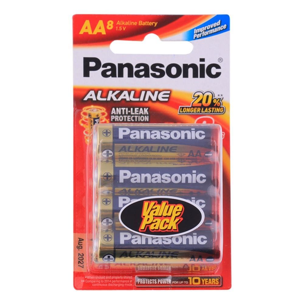 ถ่านอัลคาไลน์ PANASONIC AA LR6T แพ็ก 8 ก้อน