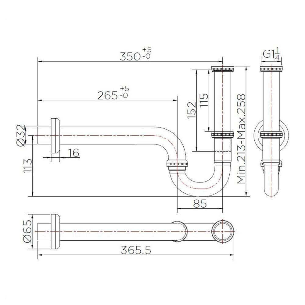 ท่อน้ำทิ้งอ่างล้างหน้าพีแทรป KARAT BAT2S-50 35 ซม.
