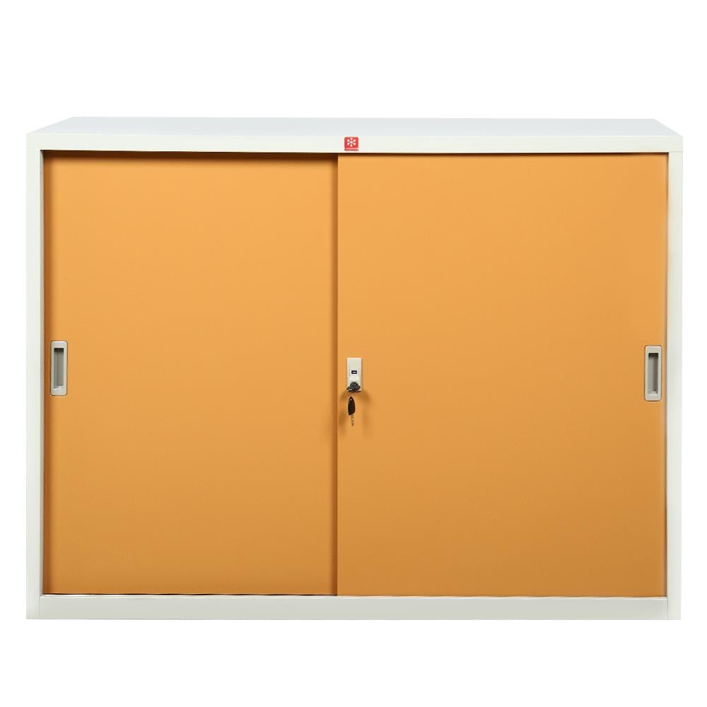 ตู้เหล็กบานเลื่อนทึบ LUCKY WORLD KSS-120-EG สีน้ำตาล