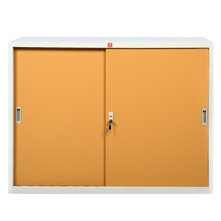 ตู้เหล็กบานเลื่อนทึบ LUCKY WORLD KSS-120-EG สีน้ำตาล_0