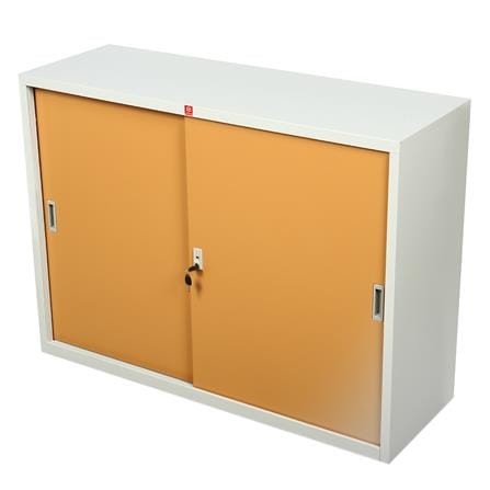 ตู้เหล็กบานเลื่อนทึบ LUCKY WORLD KSS-120-EG สีน้ำตาล_1