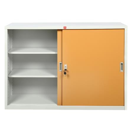 ตู้เหล็กบานเลื่อนทึบ LUCKY WORLD KSS-120-EG สีน้ำตาล_2
