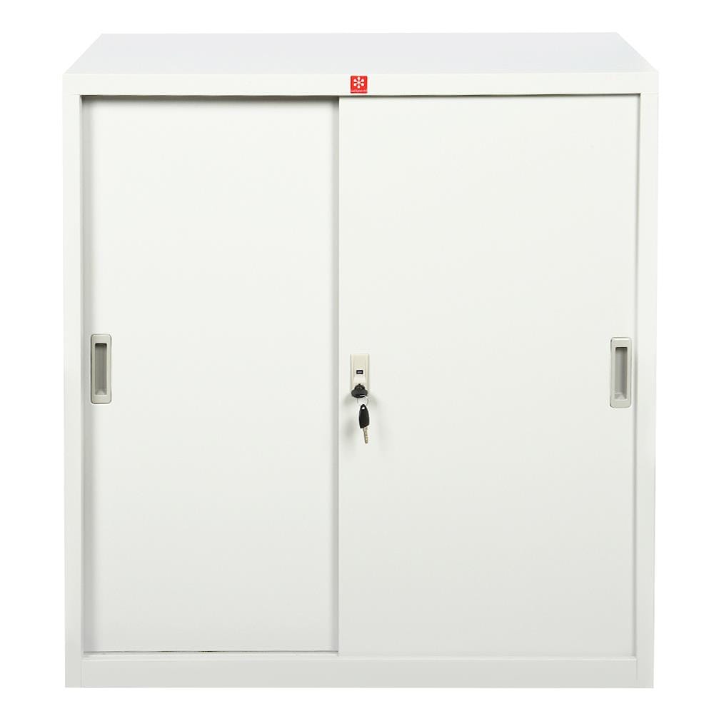 ตู้เหล็กบานเลื่อนทึบ LUCKY WORLD KSS-90-TG สีเทาทราย