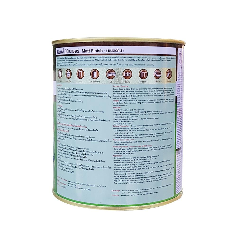 สีย้อมพื้นไม้ BEGER DECKSTAIN 3909 สีมะฮอกกะนี ด้าน 1/4 แกลลอน