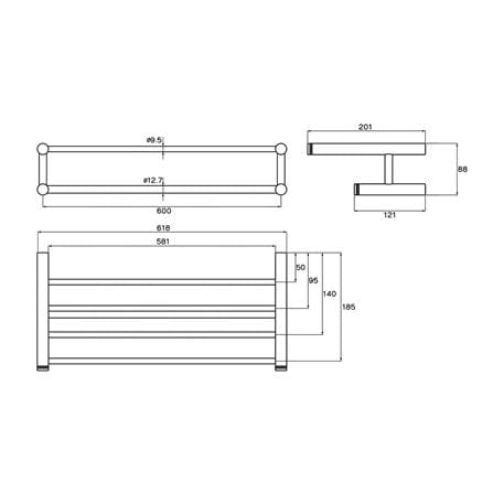 ชั้นวางพร้อมราว WS ZS-5013 60 ซม. สเตนเลส_1