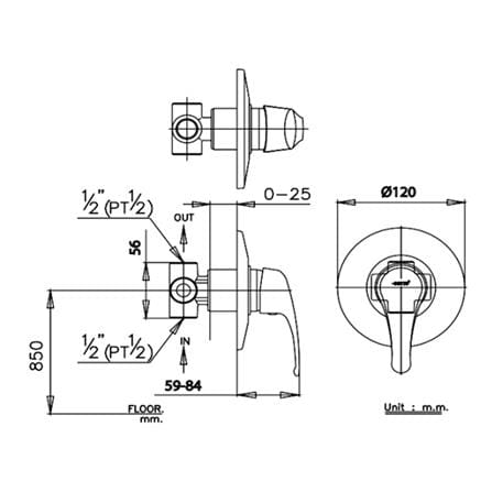 วาล์วฝังกำแพงเดี่ยว COTTO CT116A_2