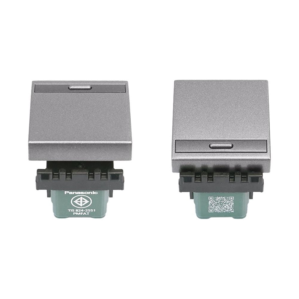 สวิตช์ 1 ทาง PANASONIC WEG5521 MH ขนาด 1.5 ช่องสีเทาดำ