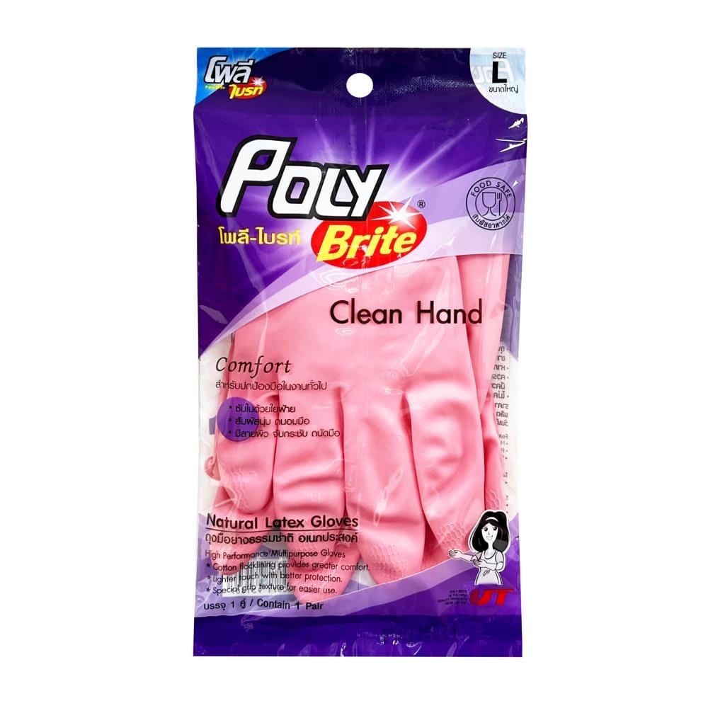 ถุงมือยาง POLY-BRITE COMFORT SIZE L คละสี