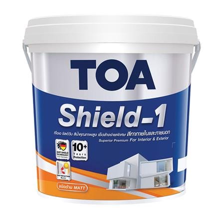 สีน้ำทาภายนอก ชนิด้าน TOA SHIELD-1 BASE B สีขาว 2.5 แกลลอน_0