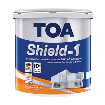 สีน้ำทาภายนอก ชนิดด้าน TOA SHIELD-1 BASE A สีขาว 1 แกลลอน_0