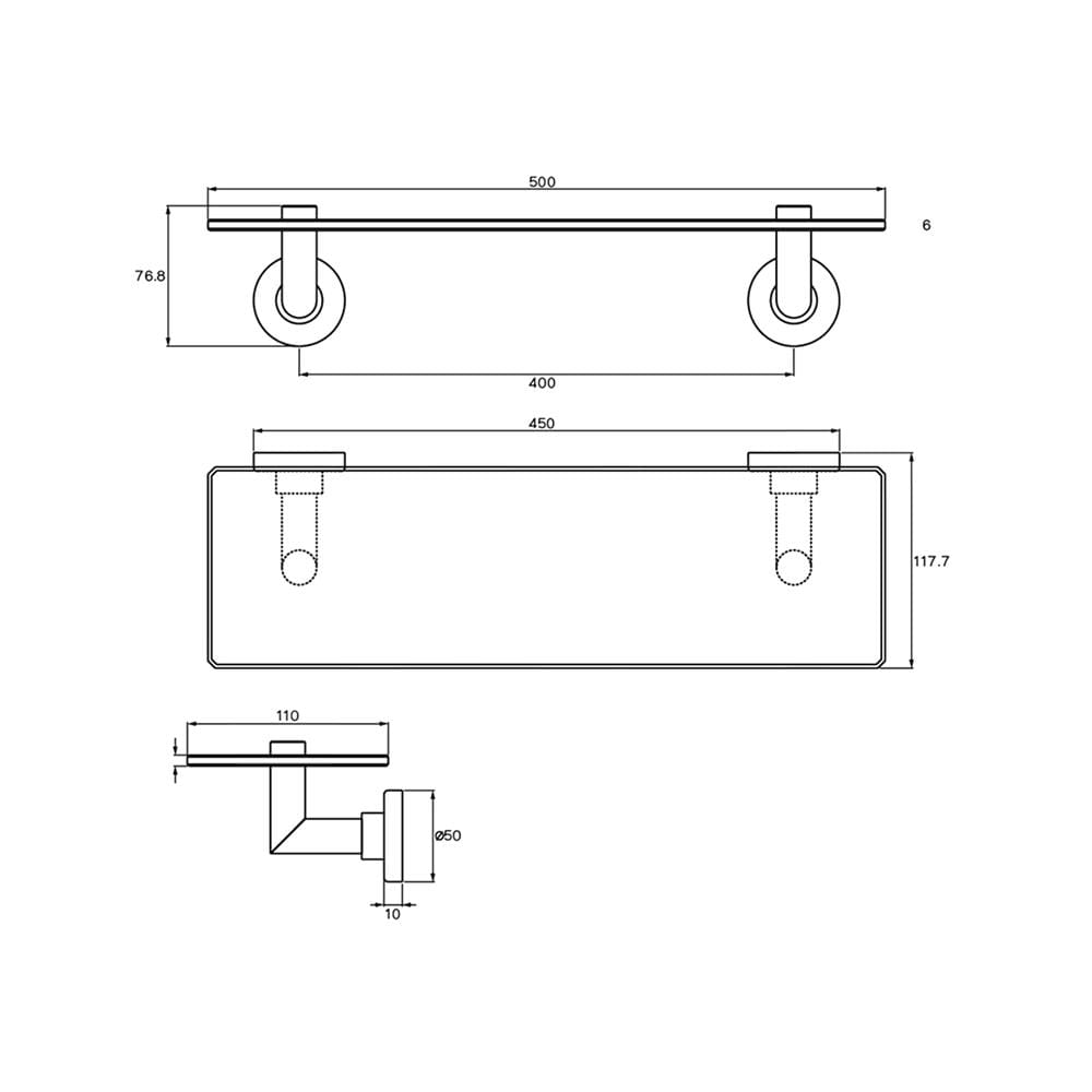 หิ้งกระจก WS AO-9305 สเตนเลส