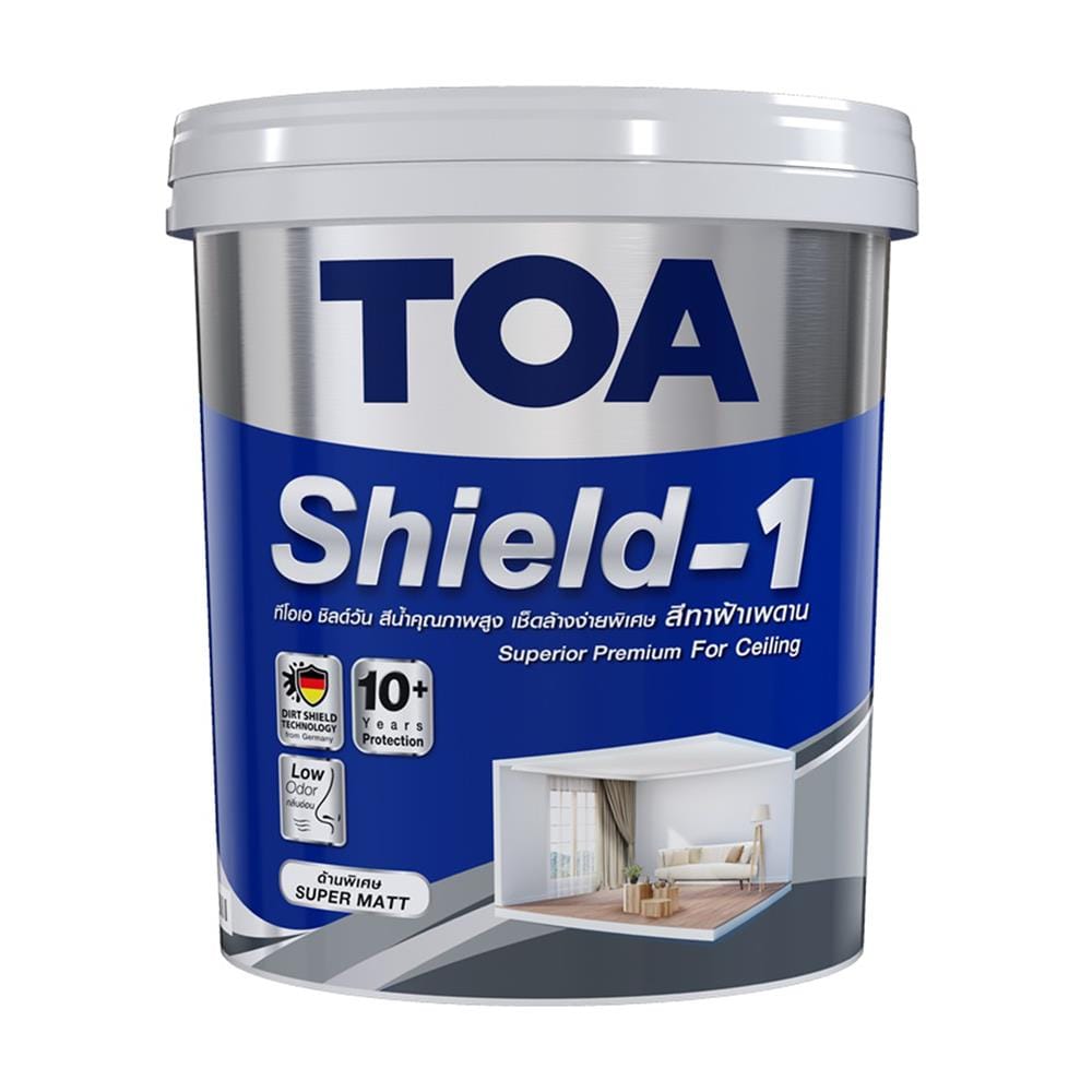 สีน้ำทาฝ้า ชนิดด้านพิเศษ TOA SHIELD-1 E777 สีขาว 5 แกลลอน