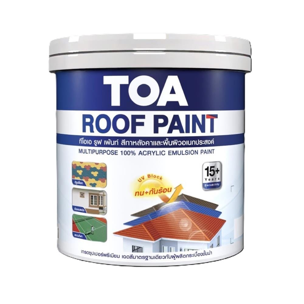 สีทาหลังคา ชนิดกึ่งเงา TOA ROOF PAINT R312 สีเขียวมรกต 1 แกลลอน