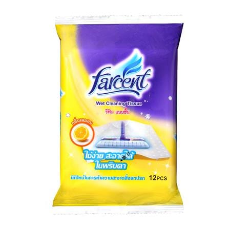 ผ้าถูพื้นดันฝุ่นแบบเปียก FARCENT W706/2 12 แผ่น สีเหลือง กลิ่นเลมอน