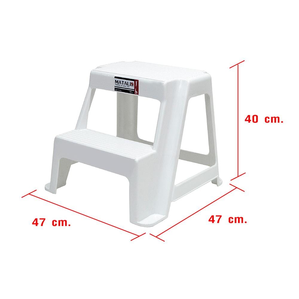 PLASTIC STEP STOOL MATALL 2-STEP WHITE