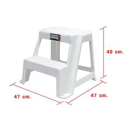 PLASTIC STEP STOOL MATALL 2-STEP WHITE_4