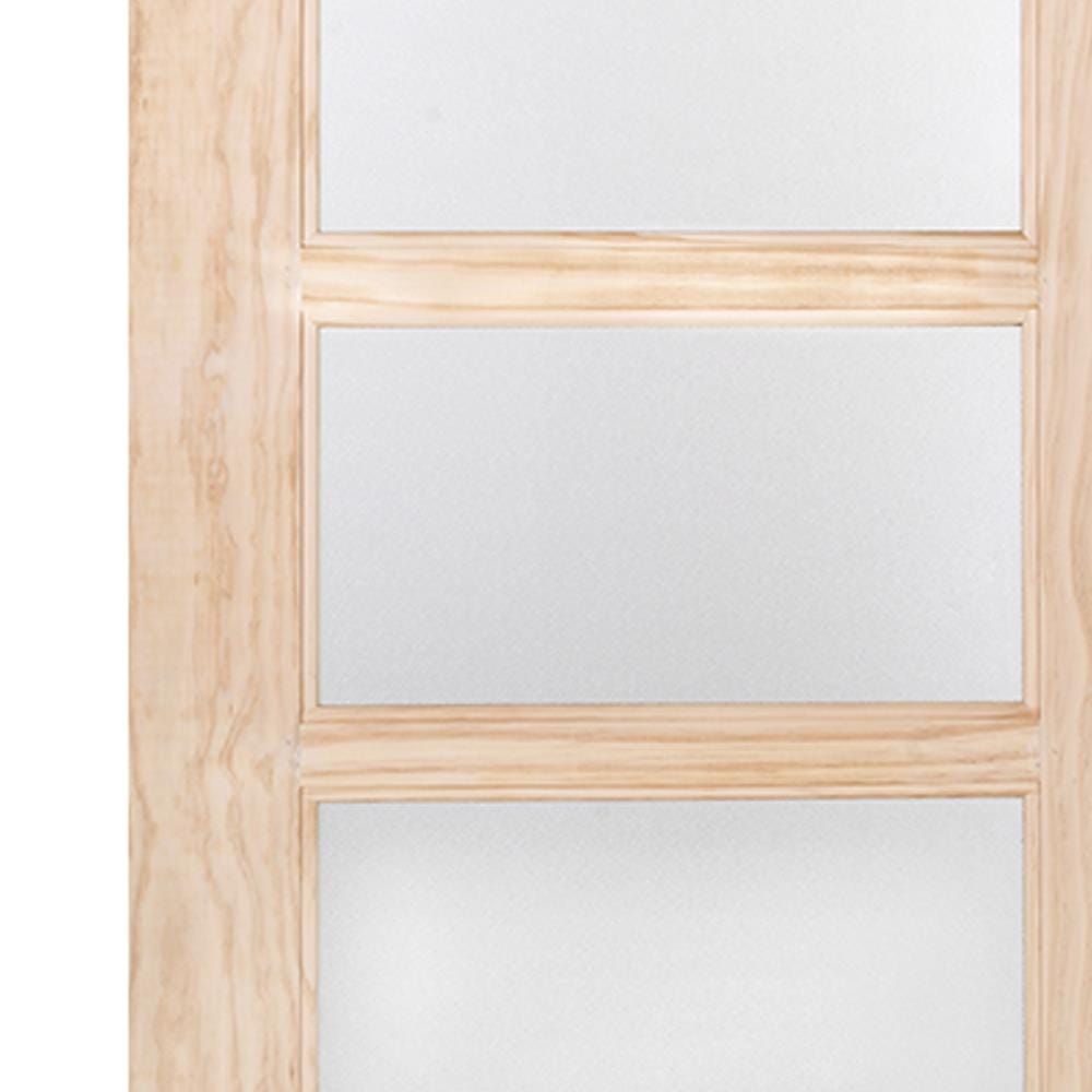 ประตูไม้สนนิวซีแลนด์ พร้อมกระจก MODERN DOORS L.145 80X200 ซม. สีธรรมชาติ ไม่เจาะลูกบิด