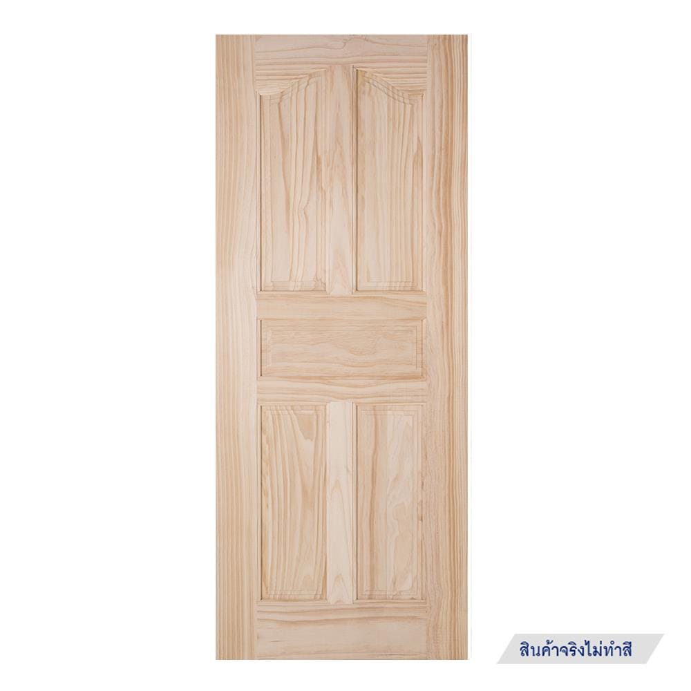 ประตูไม้สนนิวซีแลนด์ ไม่เจาะลูกบิด MODERN DOORS L.118-5 80x200 ซม. สีธรรมชาติ