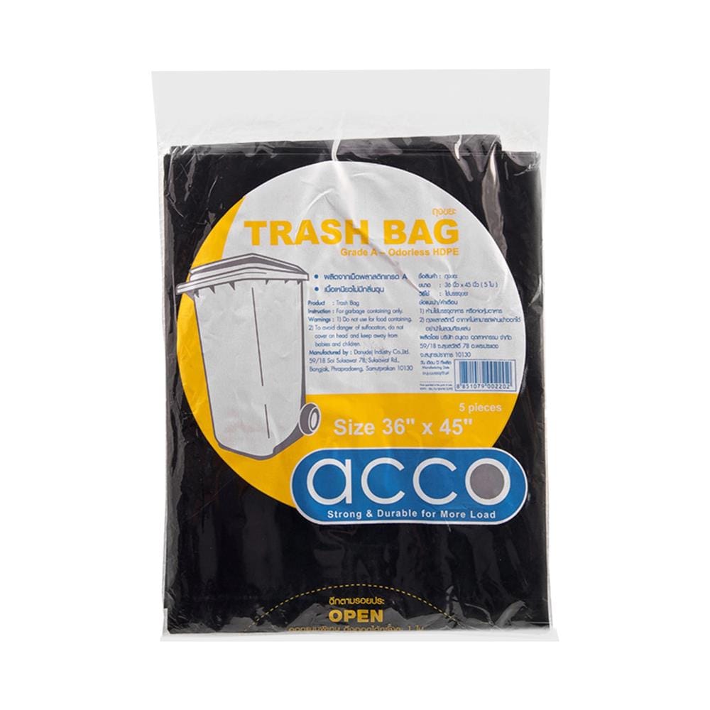ถุงขยะ บาง ACCO ขนาด 36x45" จำนวน 5ใบ สีดำ