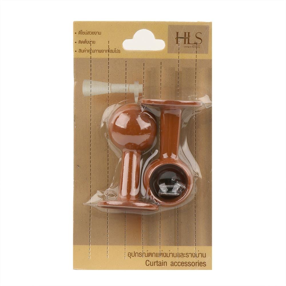 หัว-ท้ายรางผ้าม่าน รางแป๊บ HOME LIVING STYLE 25 มม. สีน้ำตาล