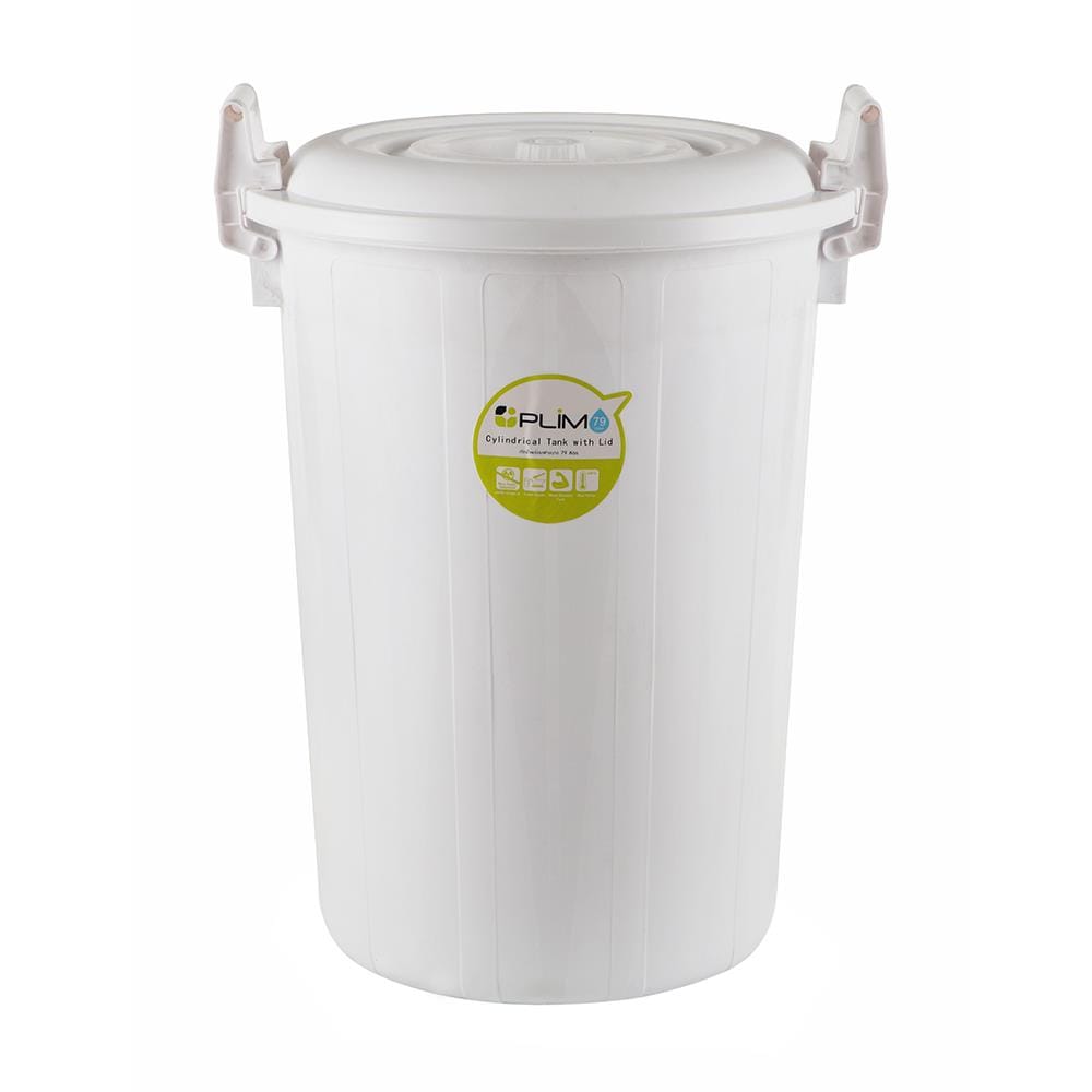 ถังน้ำถังน้ำกลมพร้อมฝาล็อค PLIM 79L (20.8gl) สีขาว